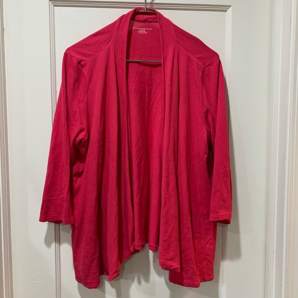 3/$35 Charter club 1X pink knit open cardigan top - Picture 1 of 7